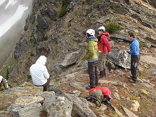 Group at the notch, looking down the gully