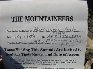 abernathy pk summit register placed by "modern" art, president of the afct