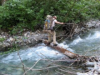 Mike crossing Redoubt Creek