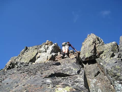 at the top of the crux