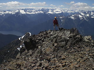 Franklin poses on the summit of S Hozomeen.