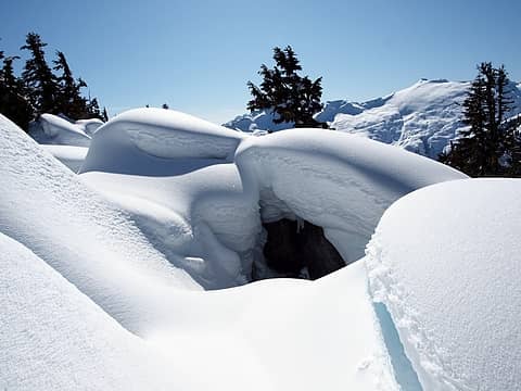 a maze of snow rocks