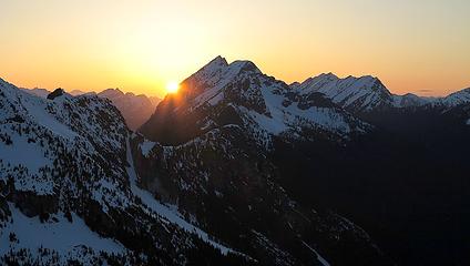 Sunset carving into Gabriel Peak