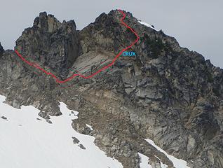 annotated east face route