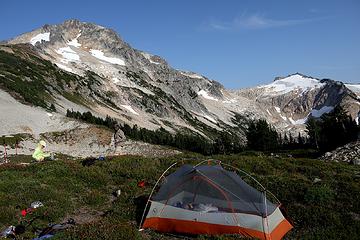Campsite on the ridge above the lake.