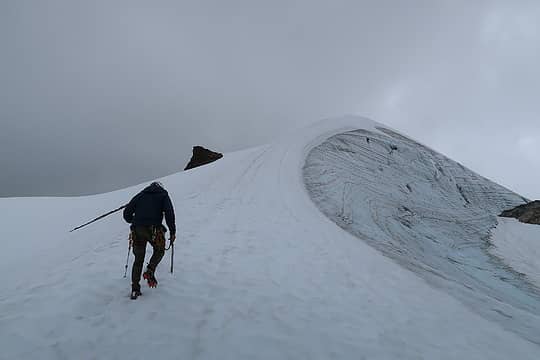 The quick snow arete leading to Bacon's summit.