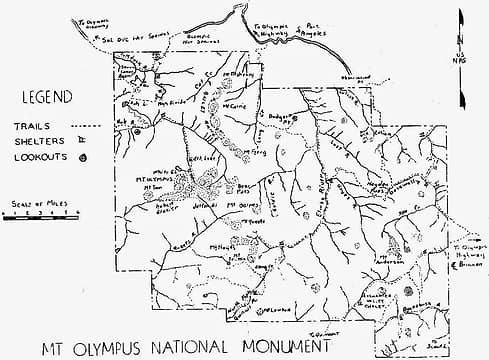 Mt. Olympus National Monument 1937 map*