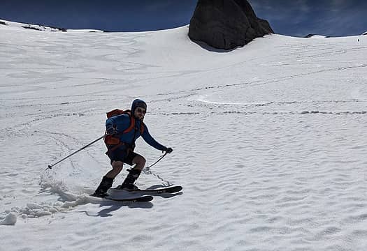 Peter ski's down Inter Glacier