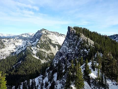 Terrace and an unnamed peak on the Southeast ridge of Shroud
