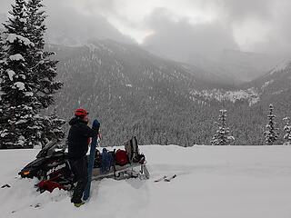 The start of the skiing off highway 20