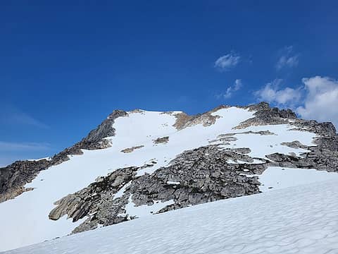 The broad upper north slope of Mt Blum.