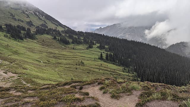 Looking back from Cloudy Pass.