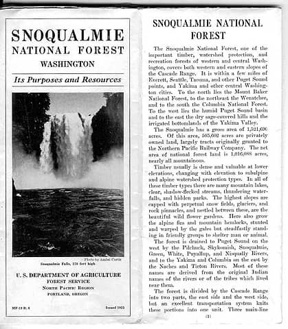 Old Forest Service Brochure page 1