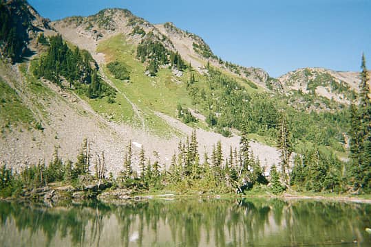 Morning view of Cedar Lake and the start of the traverse.