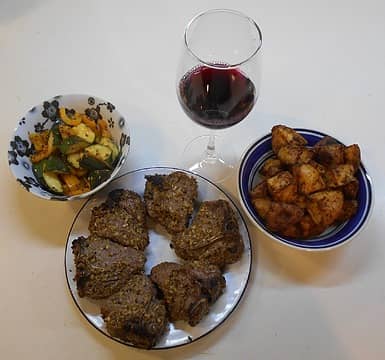 lamb chops with roasted potato and sauteed squash 09/09/23