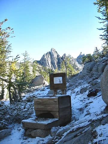 Toilet in the Enchantments with view of Prussic Peak